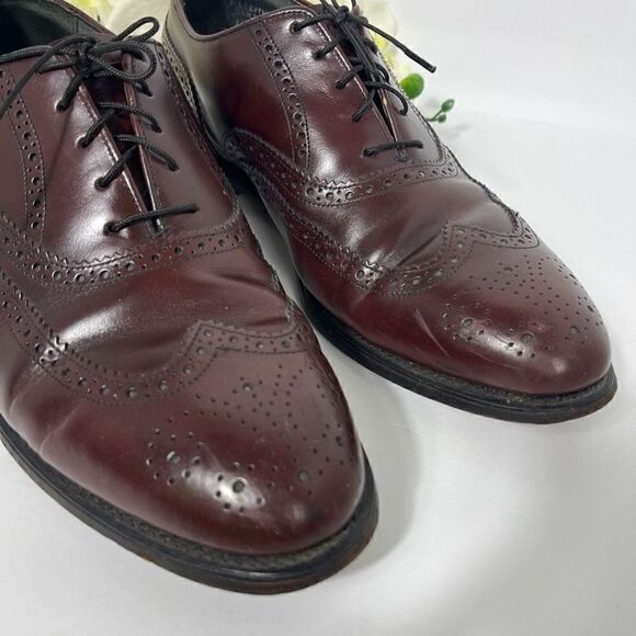 Hanover Mens Wingtip Dress Shoes size 11 Burgundy - Picture 3 of 16